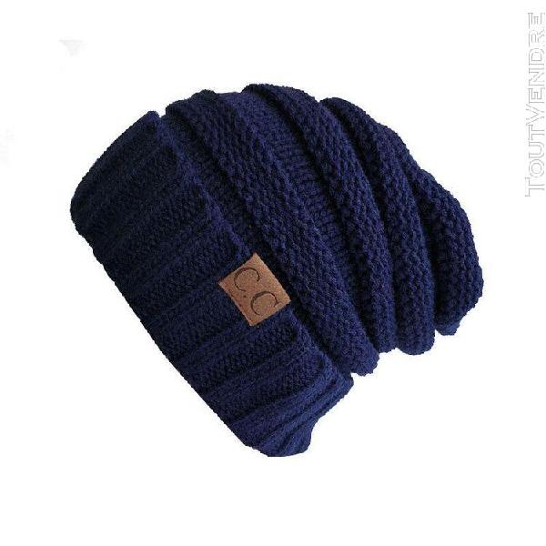 Bonnet hiver femme chaud en tricot couleur unie