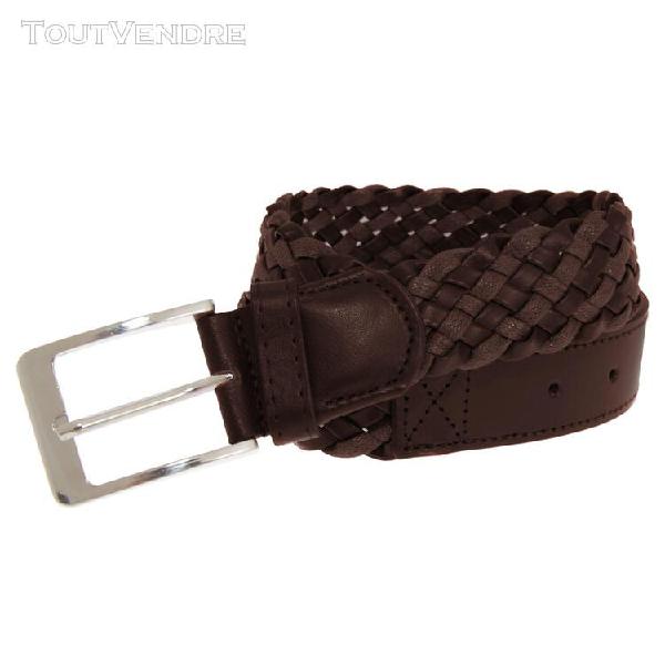 Forest - ceinture large en cuir tissé - homme (marron) -