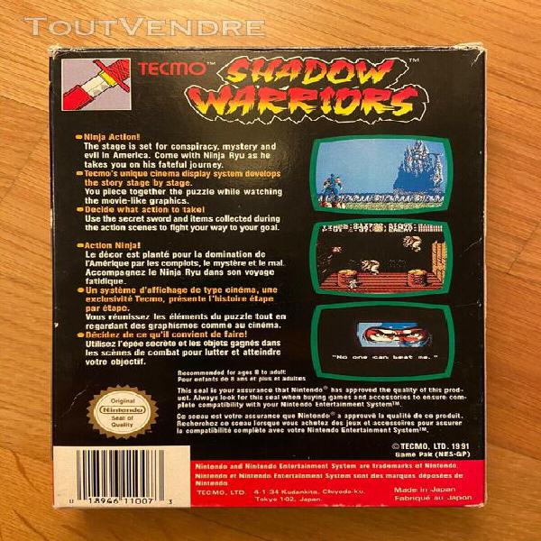 shadow warriors (ninja gaiden) - nintendo nes - complet cib