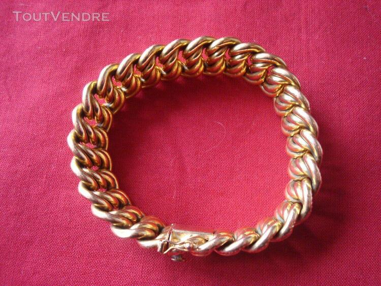 superbe bracelet maille americaine en or 18 carats, tête