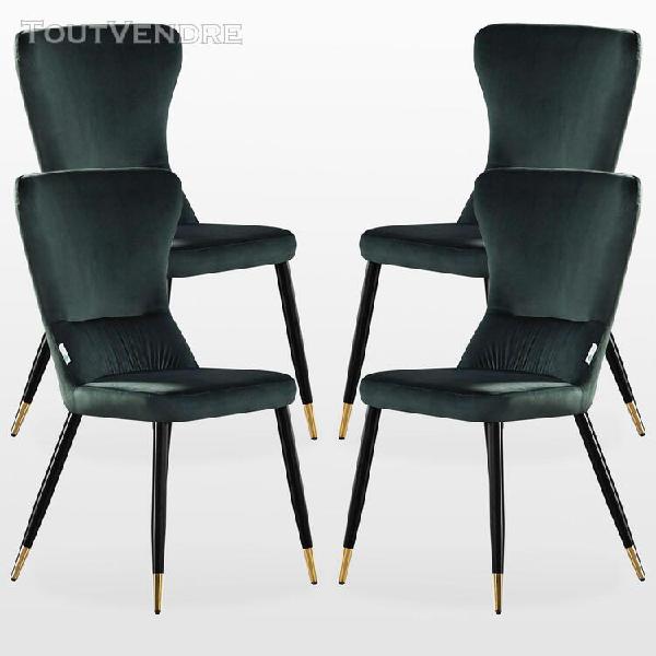 Charly lot de 4 chaises rétro en velours vert émeraude