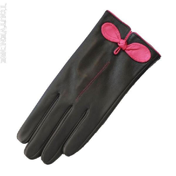 Eastern counties - gants en cuir pour femmes avec n¿ud de