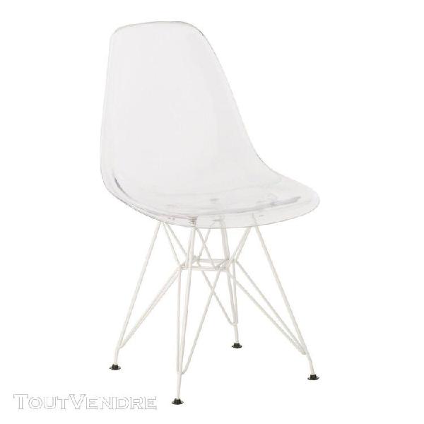 Chaise scand métal transparente transparent blanc