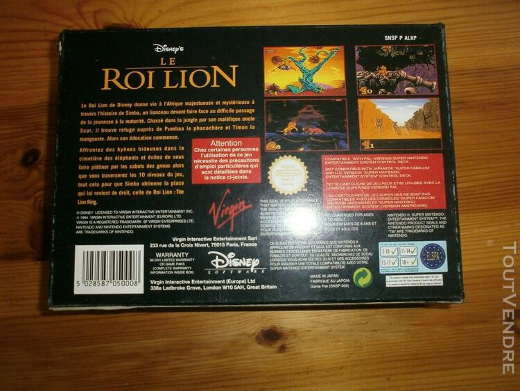 le roi lion super nintendo pal fra complet