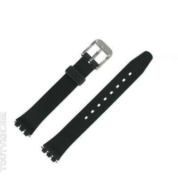 bracelet montre 12mm noir en plastique pour montre swatch la