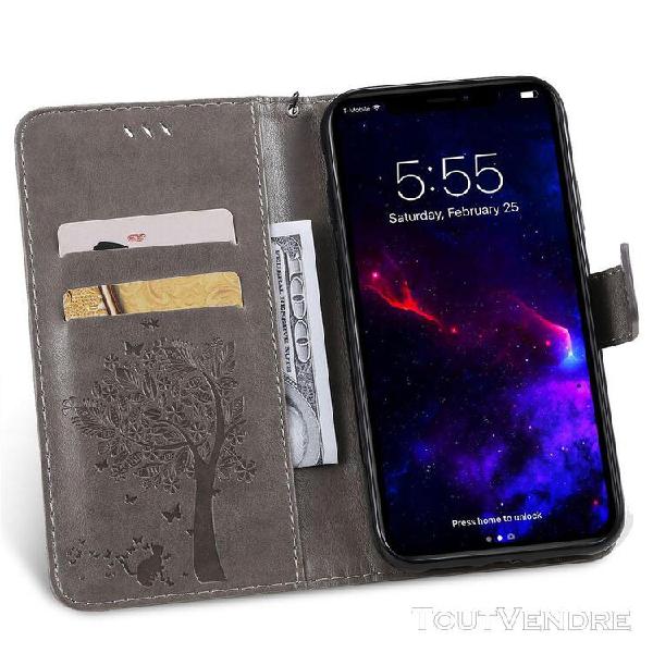 Swajinxi etui à rabat pu cuir pour xiaomi redmi 8 (6.22), g