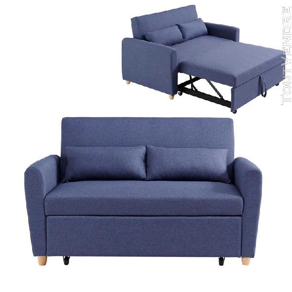 canapé convertible scandinave en tissu bleu kalaya