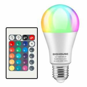 Bighouse ampoules led couleur,10w rgbw dimmable e27 led