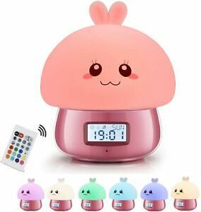 Reveil enfant fille, tekhome lapin veilleuse enfant, horloge