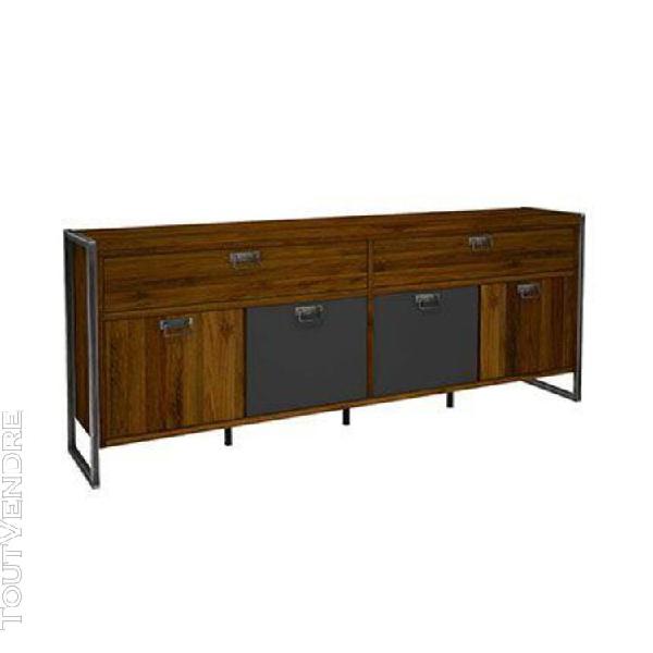 Buffet 4 portes et 2 tiroirs en bois et métal - orlando Buffet 4 portes et 2 tiroirs en bois et métal - orlando