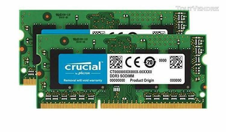 Barrettes de mémoire crucial pc3-8500 (1066mhz) 2x4go