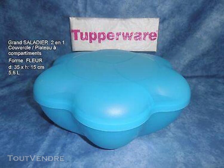 Tupperware grand saladier 2en 1 couvercle plateau compartime