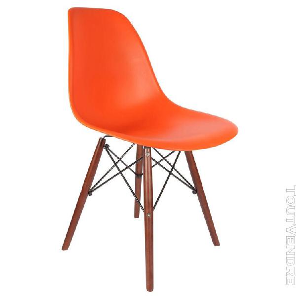 Chaise design pied noyer dsw - orange