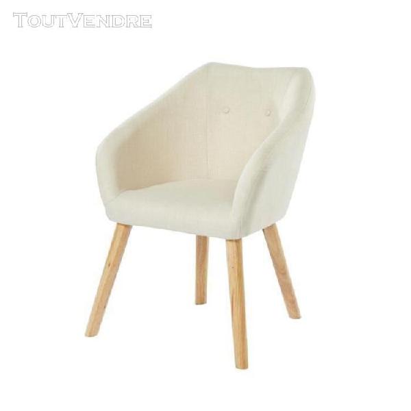 hilda fauteuil - tissu blanc creme - scandinave - l 62 x p 6