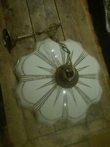 luminaire suspension ancien en verre vintage