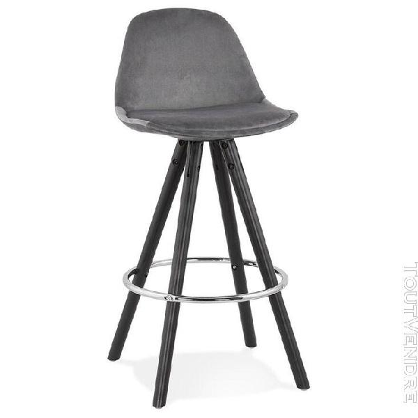 Tabouret snack mi-hauteur &#39;spirit mini&#39; en velours gris et p