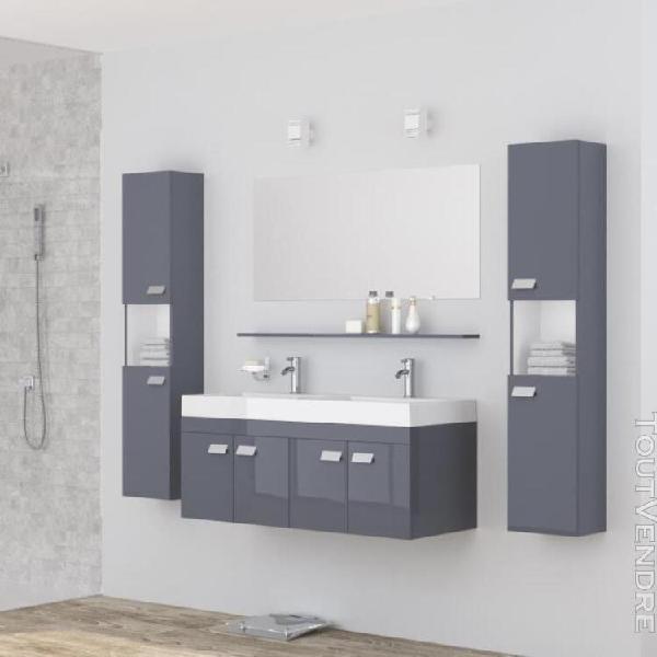 alpos ensemble salle de bain double vasque avec miroir l 120