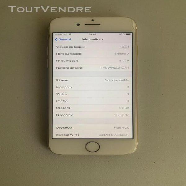 Iphone 7 32go gold - débloqué - garantie: 3 mois