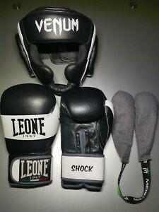 Gants de boxe leone et protection tête venum