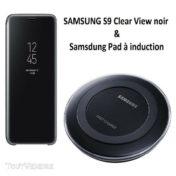 pack samsung chargeur à induction + coque clear view noir