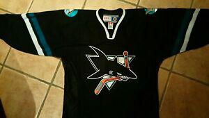 Vintage authentic san jose sharks black hockey jersey. ccm