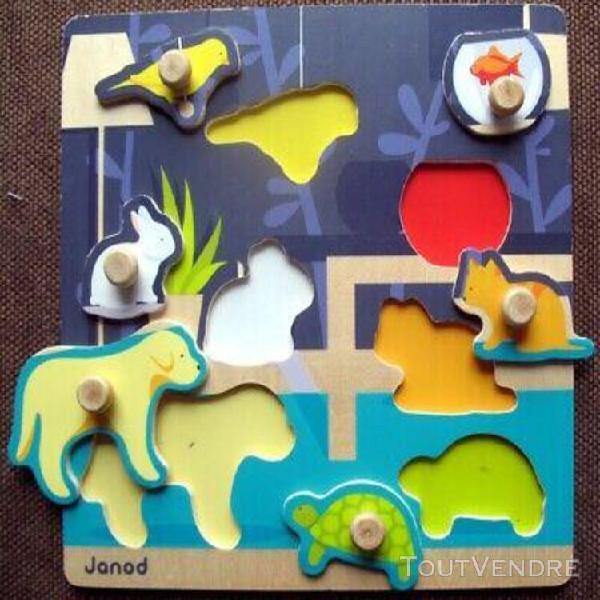 Puzzle encastrement à boutons - janod - happy animo 6