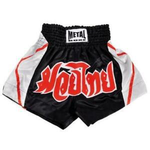 short boxe thai enfant noir blanc rouge metal boxe taille