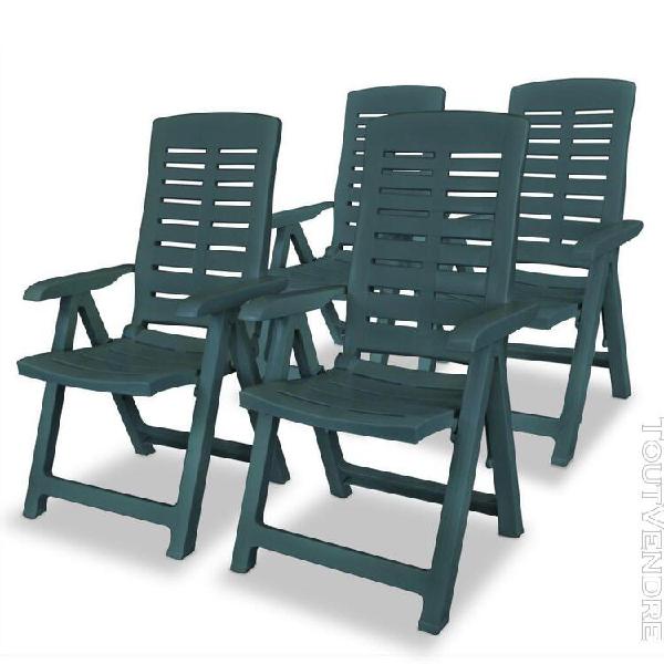 Chaises inclinables de jardin 4 pcs plastique vert