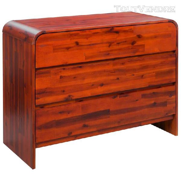 Commode à tiroirs bois d&#39;acacia massif 90 x 37 x 75 cm