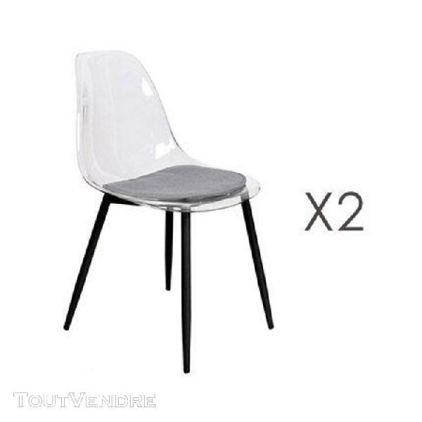 lot de 2 chaises transparentes 52x47x84 cm