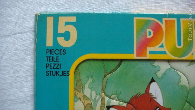 puzzle nathan 15 pièces vintage 1986 disney rox et rouky