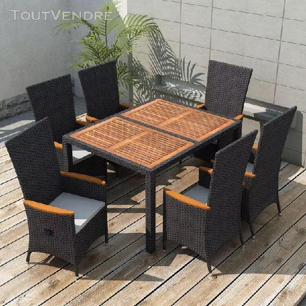 Mobilier à d?ner d&#39;extérieur 7pcs résine tressée et