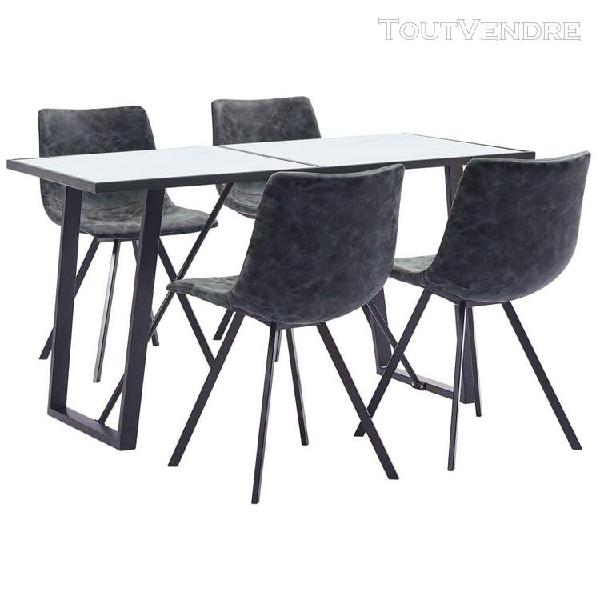 vidaxl ensemble de salle À manger 5 pcs noir similicuir