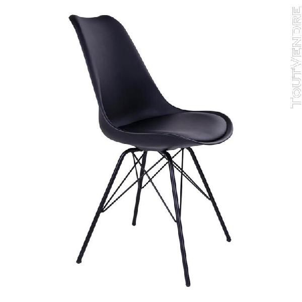 haga - lot de 4 chaises noires avec piétement métallique