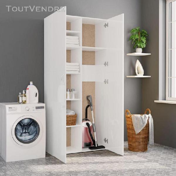 Vidaxl armoire de rangement blanc brillant 80x35,5x180 cm ag