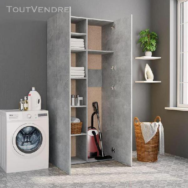 Vidaxl armoire de rangement gris cement 80 x 35,5 x 180 cm a