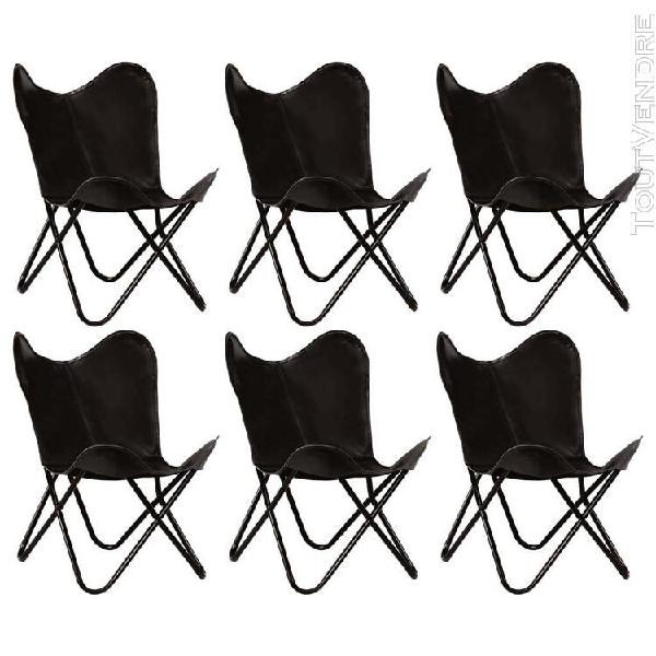 Vidaxl chaises papillon 6 pcs noir taille d&#39;enfants cuir