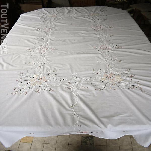 Grande nappe florale en coton 250/176 cm et ses 11 serviette