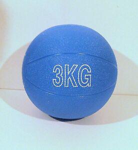 medicine ball classique 3 kg sportifrance bleu neuf