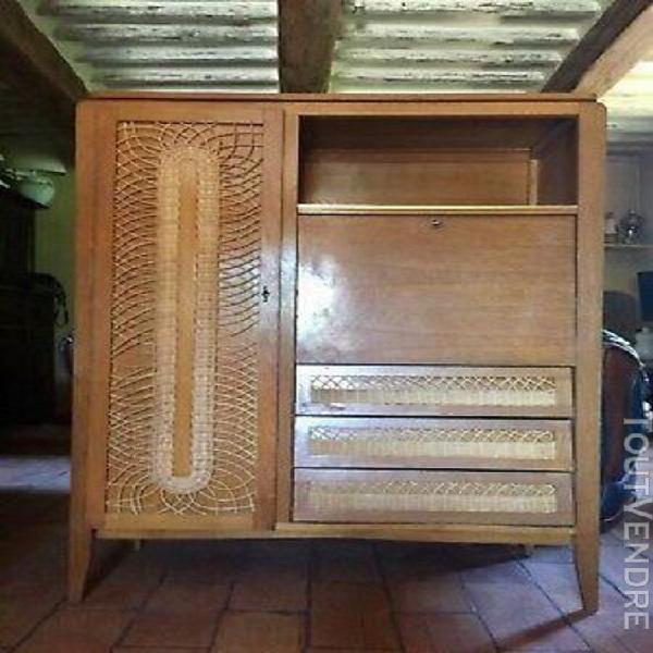 Armoire en rotin et chêne