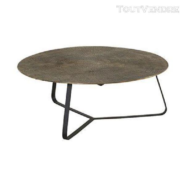 Table basse ronde 79x33 cm avec plateau finition doré