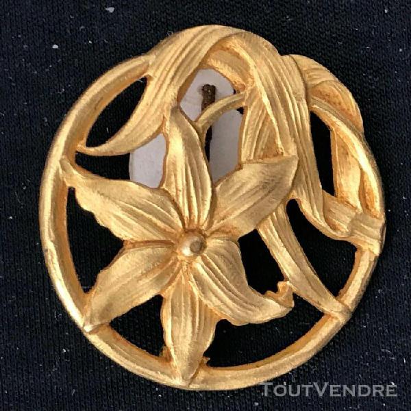 ancienne broche art déco au décor floral de lys- vintage