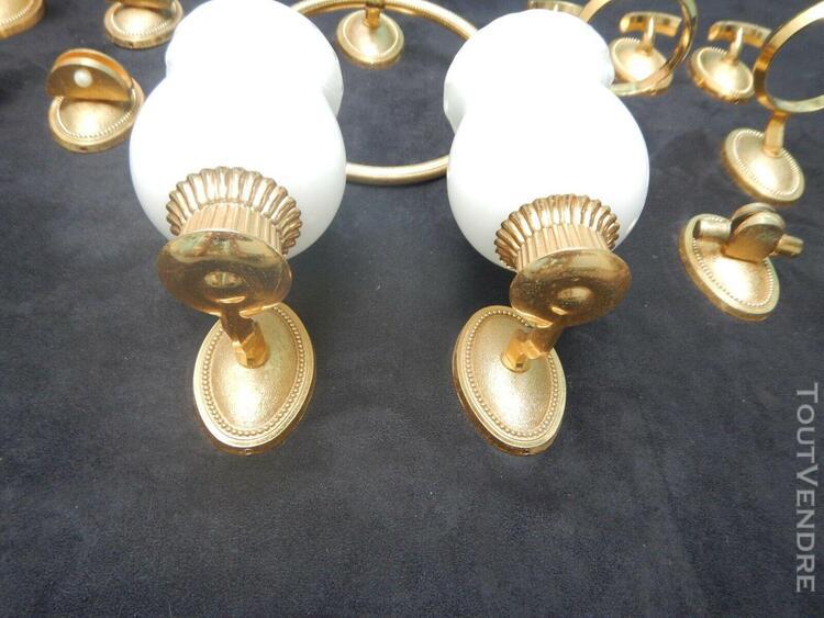Ensemble accessoire salle de bain laiton opaline appliques v Ensemble accessoire salle de bain laiton opaline appliques v