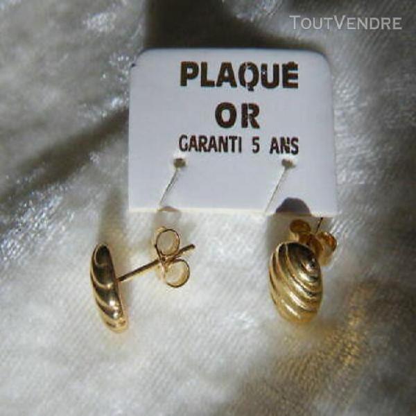 boucles d' oreille puces plaque or poinçonné boutons ovale