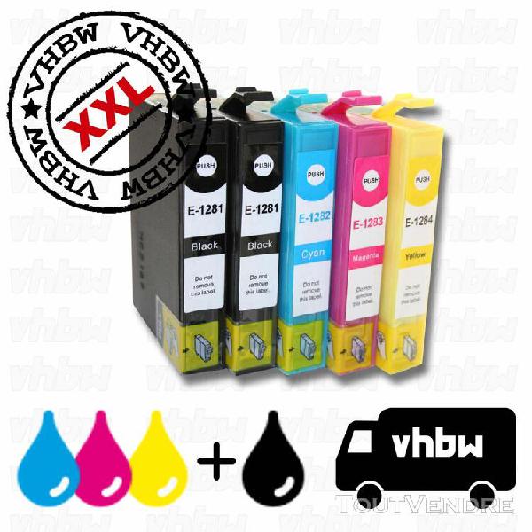 kit de 5x cartouches encre noire et couleur pour epson-stylu