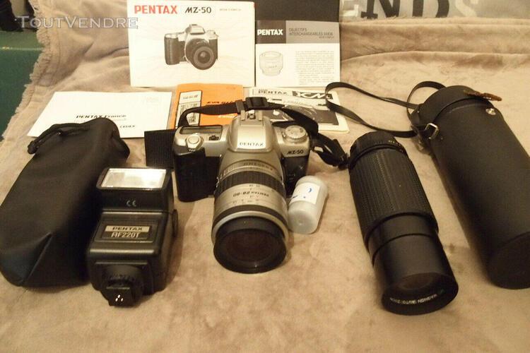 pentax mz-50 lot complet objectifs., flash...