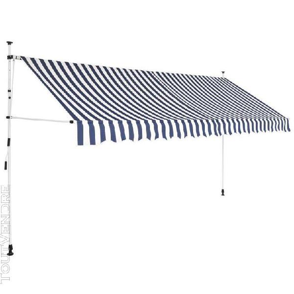 vidaxl auvent rétractable manuel 400 cm rayures bleues et