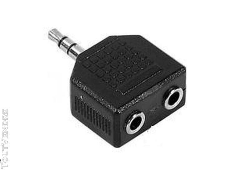 Adaptateur jack stereo male 3.5mm en 2 jack stereo femelle 3