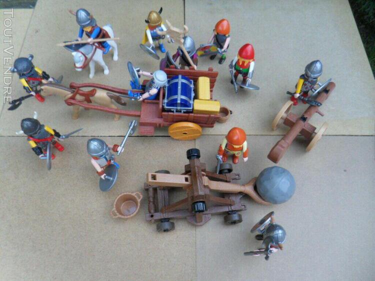 playmobil beau lot de 12 vikings barbares 2 chevaux charette