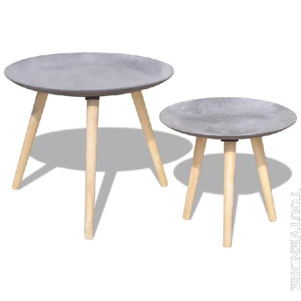 Vidaxl table basse 2 pcs 55 cm et 44 cm gris cement